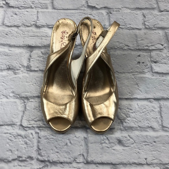 Lilly Pulitzer Shoes - Lilly Pulitzer leather wedge heel shoes. 8.5 Gold